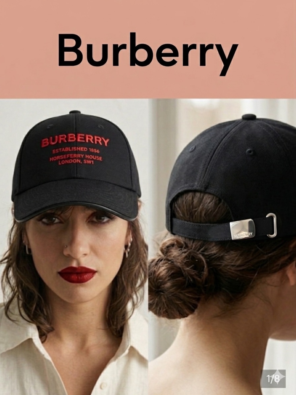 Just off runway! Burberry Unisex US L Horseferry Embroidered Baseball Cap Black